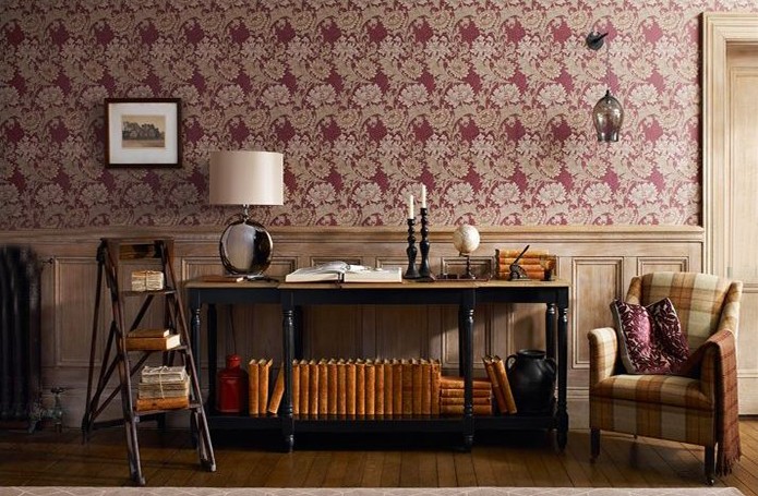 Классические обои для гостиной