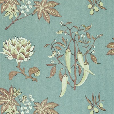 Фото Обои с рисунком - Растение - стиль Английская классика - Бирюзовые - Купить в Интернет-магазине
