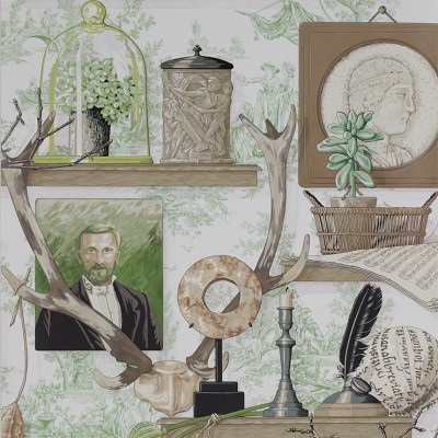 Фото Обои с рисунком - Крупный декор - стиль Английская классика - Голубы - Купить в Интернет-магазине