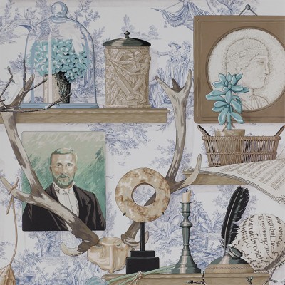 Фото Обои с рисунком - Крупный декор - стиль Английская классика - Голубы - Купить в Интернет-магазине