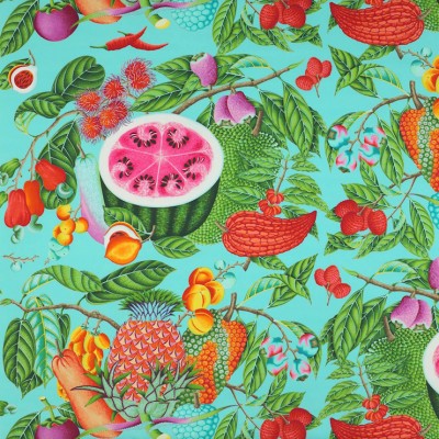 Фото Ткань портьерная с рисунком - Крупный декор - стиль Европейский - Бирюзовый - Купить в Интернет-магазине