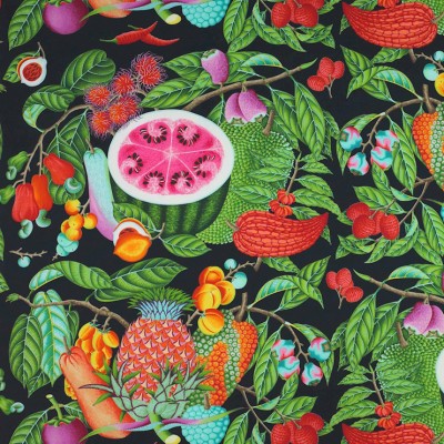 Фото Ткань портьерная с рисунком - Крупный декор - стиль Европейский - Черный - Купить в Интернет-магазине