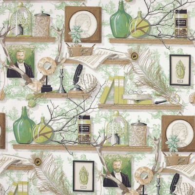 Фото Ткань портьерная с рисунком - Крупный декор - стиль Английский - Белый - Купить в Интернет-магазине