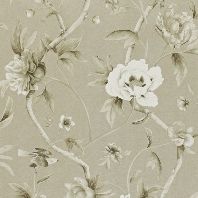 Фото Обои с рисунком - Цветы - стиль Английская классика - Серебристые - Купить в Интернет-магазине