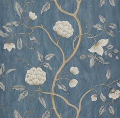 Фото Обои с рисунком - Растение - стиль Английская классика - Синие - Купить в Интернет-магазине