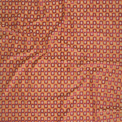 Фото Ткань портьерная с рисунком - Клетка - стиль Современный - Оранжевая - Купить в Интернет-магазине