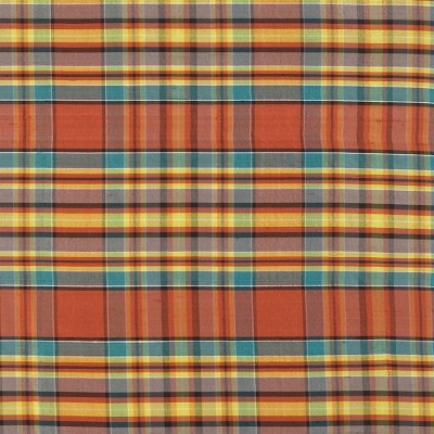 Фото Ткань портьерная с рисунком - Клетка - стиль Английский - Оранжевая - Купить в Интернет-магазине