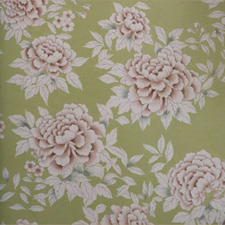 Фото Обои тканевые - Цветы - стиль Английская классика - Зеленые - Купить в Интернет-магазине