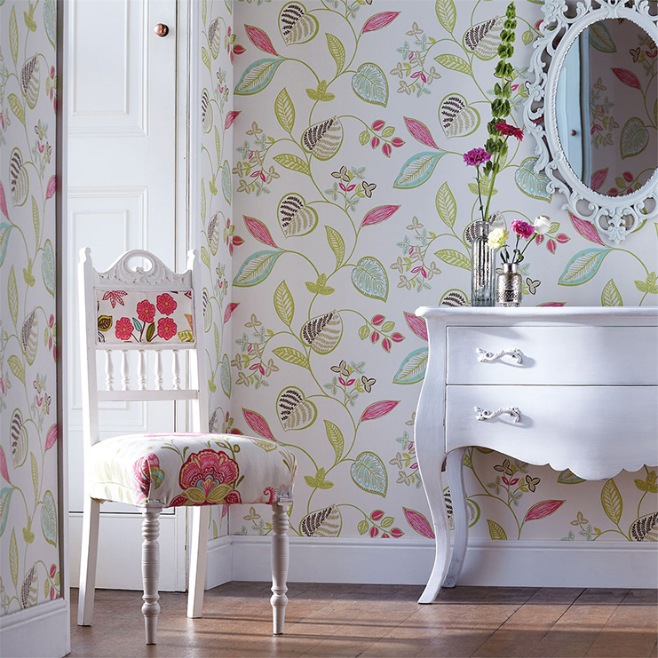 Фото Обои с рисунком - Растение - стиль Английская классика - Белые - Купить в Интернет-магазине