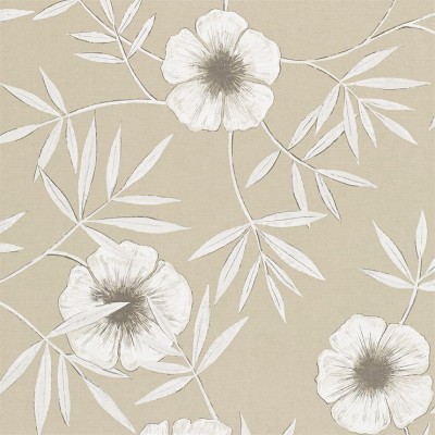 Фото Обои с рисунком - Цветы - стиль Английская классика - Светло-коричневые - Купить в Интернет-магазине