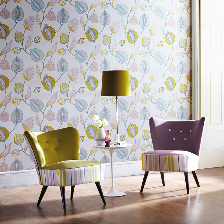 Фото Обои с рисунком - Орнамент - стиль Английская классика - Белые - Купить в Интернет-магазине