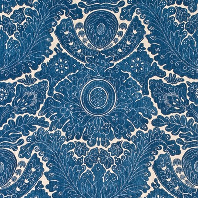 Фото Ткань портьерная с рисунком - Дамаск - стиль Английский - Синий - Купить в Интернет-магазине