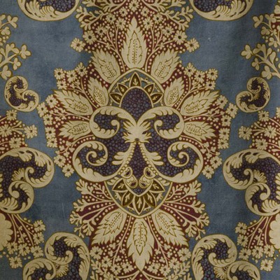 Фото Ткань портьерная с рисунком - Дамаск - стиль Английский - Синий - Купить в Интернет-магазине
