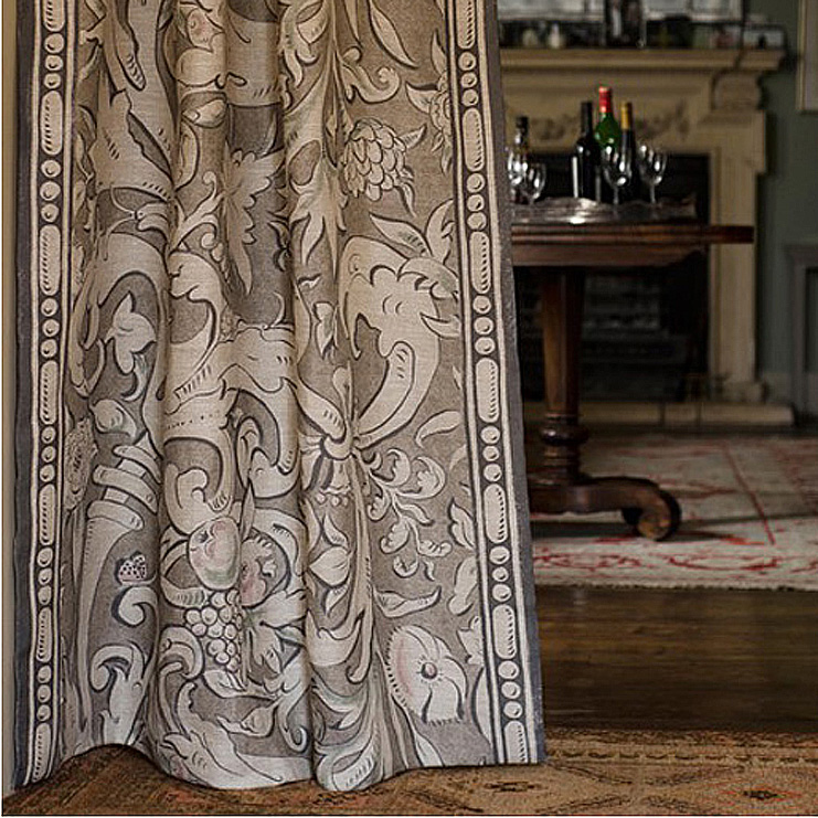 Фото Ткань портьерная с рисунком - Завиток - стиль Английский - Голуба - Купить в Интернет-магазине