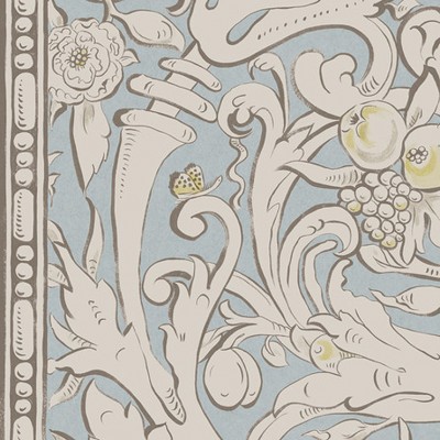Фото Ткань портьерная с рисунком - Завиток - стиль Английский - Голуба - Купить в Интернет-магазине