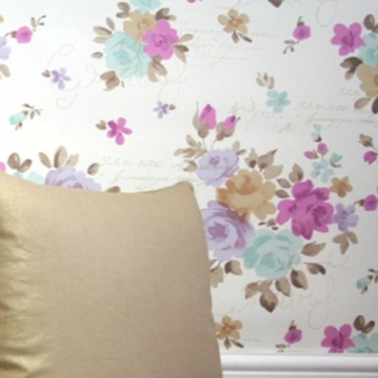 Фото Обои с рисунком - Цветы - стиль Английская классика - Белые - Купить в Интернет-магазине