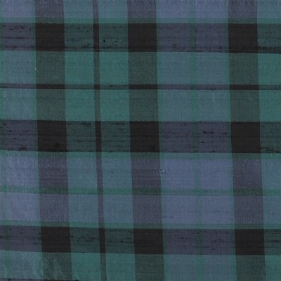 Фото Ткань портьерная с рисунком - Клетка - стиль Английский - Синяя - Купить в Интернет-магазине