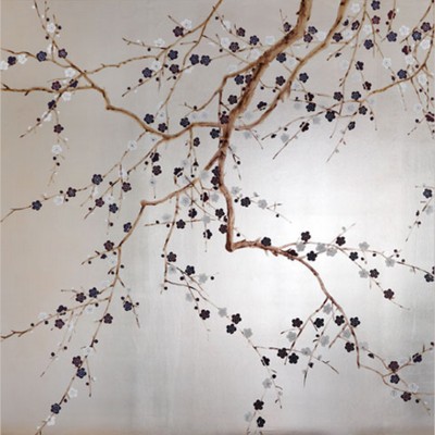 Фото Обои с рисунком - Растение - стиль Современный - Серебристые - Купить в Интернет-магазине