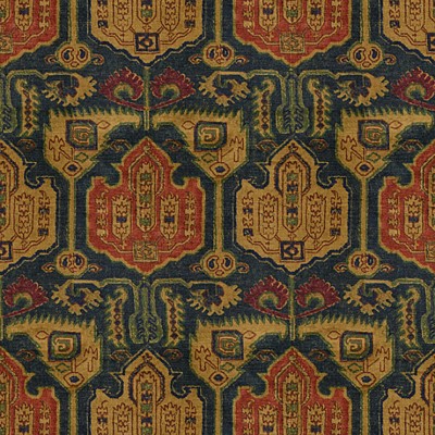 Фото Ткань портьерная с рисунком - Орнамент - стиль Английский - Синий - Купить в Интернет-магазине