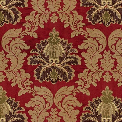 Фото Ткань портьерная с рисунком - Дамаск - стиль Английский - Красный - Купить в Интернет-магазине