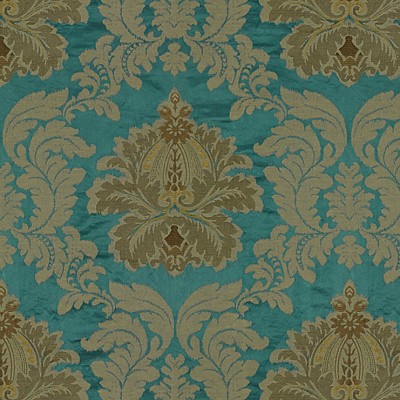 Фото Ткань портьерная с рисунком - Дамаск - стиль Английский - Бирюзовый - Купить в Интернет-магазине