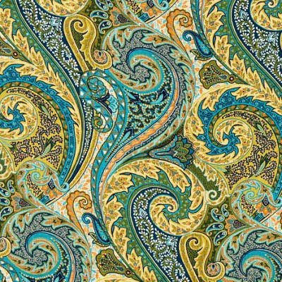 Фото Ткань портьерная с рисунком - Завиток - стиль Американский - Бирюзовый - Купить в Интернет-магазине