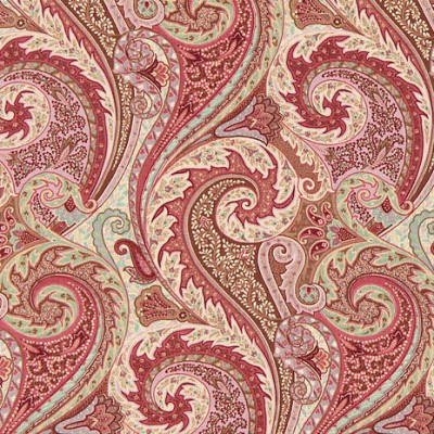 Фото Ткань портьерная с рисунком - Завиток - стиль Американский - Красный - Купить в Интернет-магазине