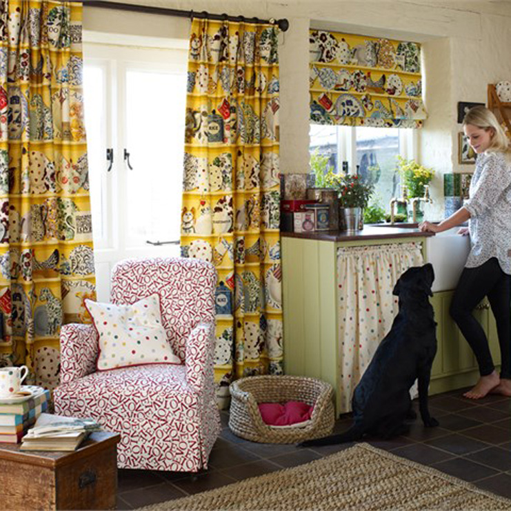 Фото Ткань портьерная с рисунком - Крупный декор - стиль Английский - Бирюзовый - Купить в Интернет-магазине