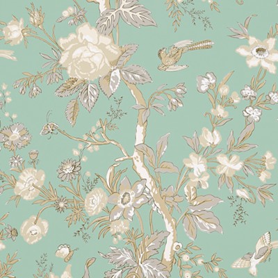 Фото Обои с рисунком - Цветы - стиль Американский - Бирюзовые - Купить в Интернет-магазине