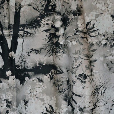 Фото Ткань портьерная с рисунком - Крупный декор - стиль Современный - Белый - Купить в Интернет-магазине
