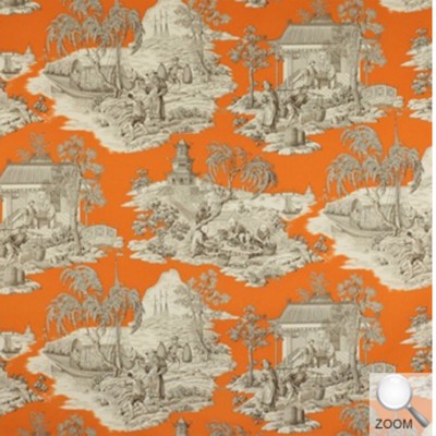 Фото Ткань портьерная с рисунком - Туаль - стиль Английский - Оранжевая - Купить в Интернет-магазине