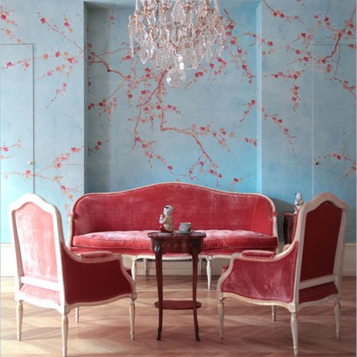 Фото Обои с рисунком - Растение - стиль Современный - Голубы - Купить в Интернет-магазине