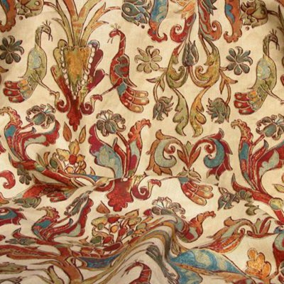 Фото Ткань портьерная с рисунком - Завиток - стиль Английский - Бежевый - Купить в Интернет-магазине