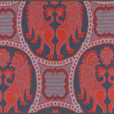 Фото Ткань портьерная с рисунком - Крупный декор - стиль Американский - Синий - Купить в Интернет-магазине