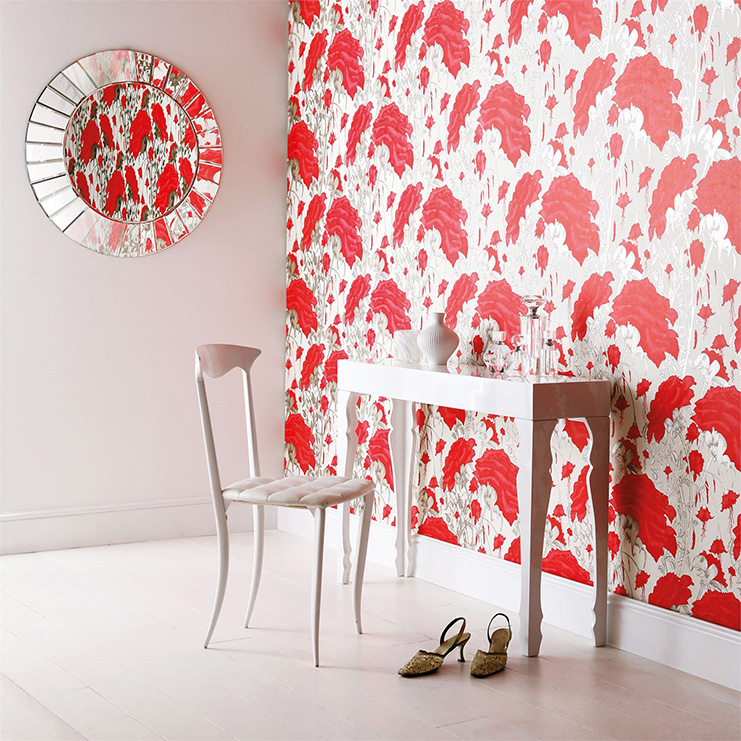 Фото Обои с рисунком - Цветы - стиль Английская классика - Светло-серые - Купить в Интернет-магазине