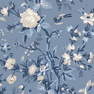 Фото Обои с рисунком - Цветы - стиль Американский - Синие - Купить в Интернет-магазине