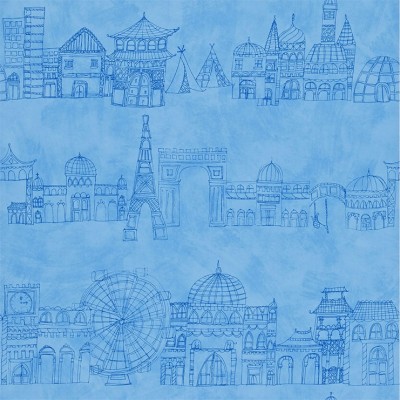 Фото Обои с рисунком - Детский рисунок - стиль Современный - Синие - Купить в Интернет-магазине