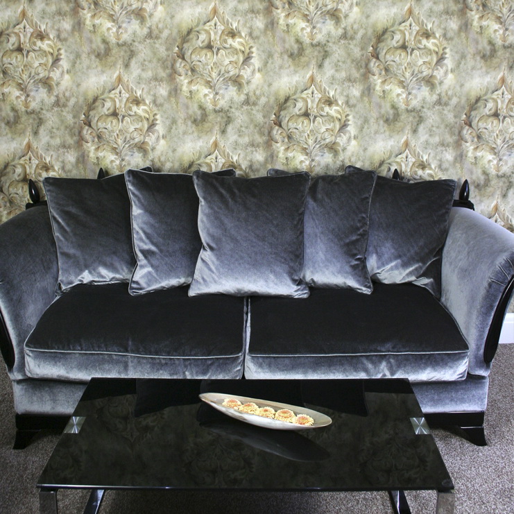 Фото Обои с рисунком - Дамаск - стиль Английская классика - Серые - Купить в Интернет-магазине Фото Обои с рисунком - Дамаск - стиль Английская классика - Серые - Купить в Интернет-магазине