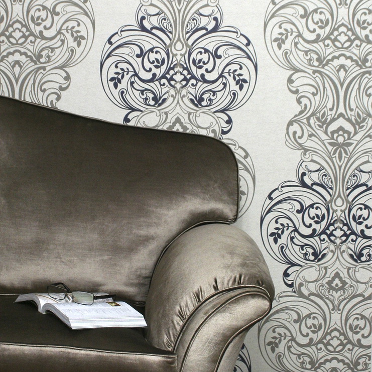 Фото Обои с рисунком - Дамаск - стиль Английская классика - Фиолетовые - Купить в Интернет-магазине