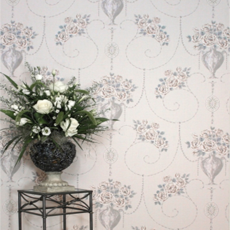 Фото Обои с рисунком - Цветы - стиль Английская классика - Светло-серые - Купить в Интернет-магазине