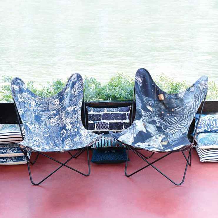 Фото Ткань портьерная с рисунком - Крупный декор - стиль Европейский - Синий - Купить в Интернет-магазине