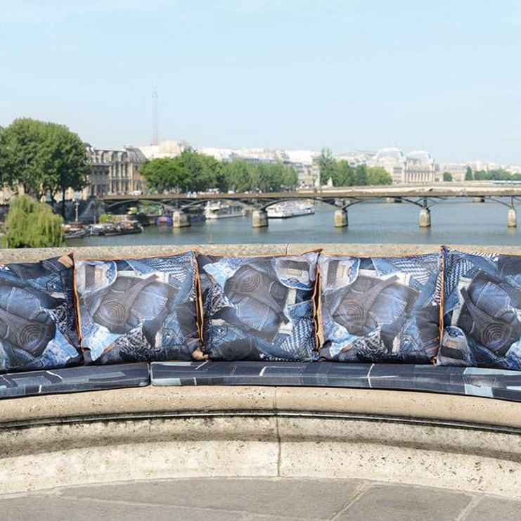 Фото Ткань портьерная с рисунком - Крупный декор - стиль Европейский - Синий - Купить в Интернет-магазине