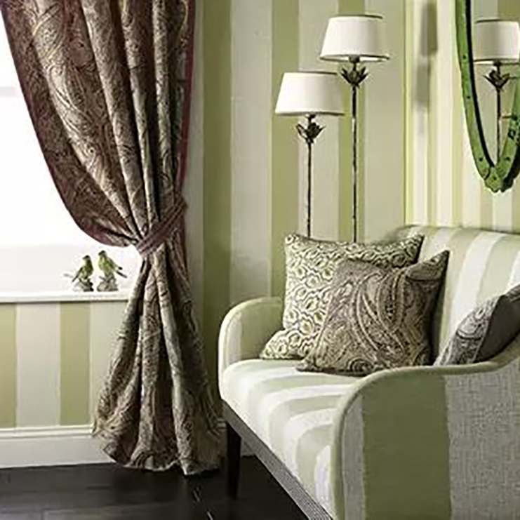 Фото Ткань портьерная с рисунком - Полоски - стиль Английский - Серые - Купить в Интернет-магазине