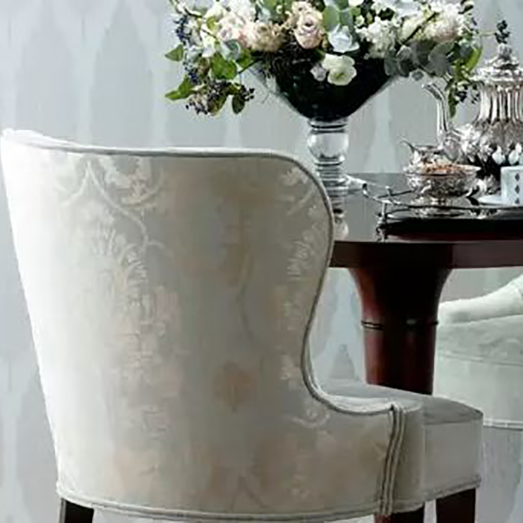 Фото Ткань портьерная с рисунком - Дамаск - стиль Английский - Серый - Купить в Интернет-магазине