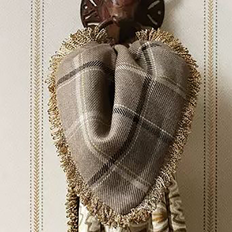 Фото Ткань портьерная с рисунком - Клетка - стиль Английский - Бежевая - Купить в Интернет-магазине