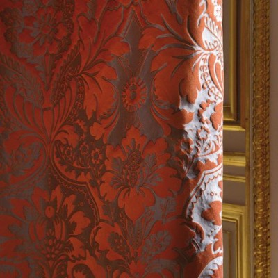 Фото Ткань портьерная с рисунком - Дамаск - стиль Европейский - Коричневый - Купить в Интернет-магазине
