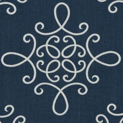 Фото Ткань портьерная с рисунком - Завиток - стиль Американский - Синий - Купить в Интернет-магазине