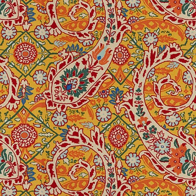 Фото Ткань портьерная с рисунком - Крупный декор - стиль Английский - Желтый - Купить в Интернет-магазине