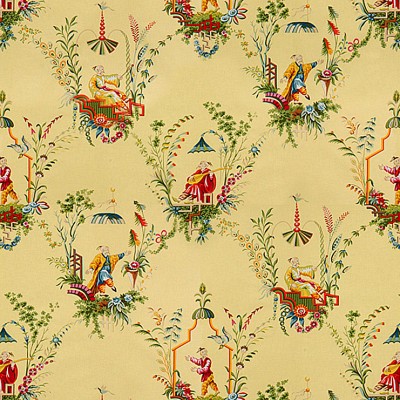 Фото Ткань портьерная с рисунком - Крупный декор - стиль Английский - Желтый - Купить в Интернет-магазине