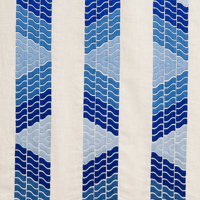 Фото Ткань портьерная с рисунком - Полоски - стиль Английский - Синие - Купить в Интернет-магазине